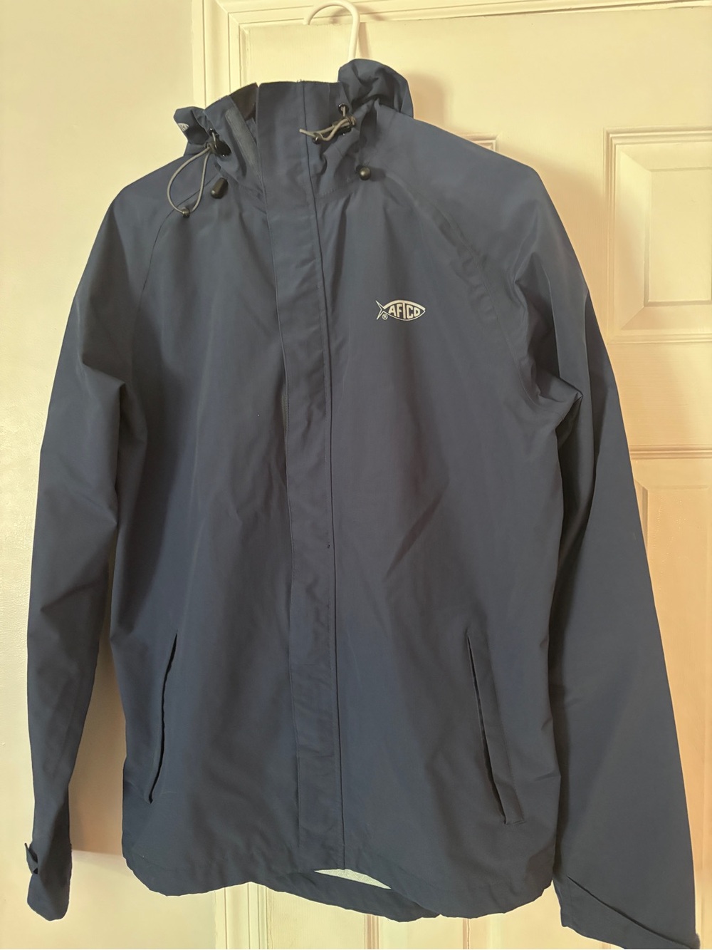 AFTCO Men's Navy Hooded Rain Jacket